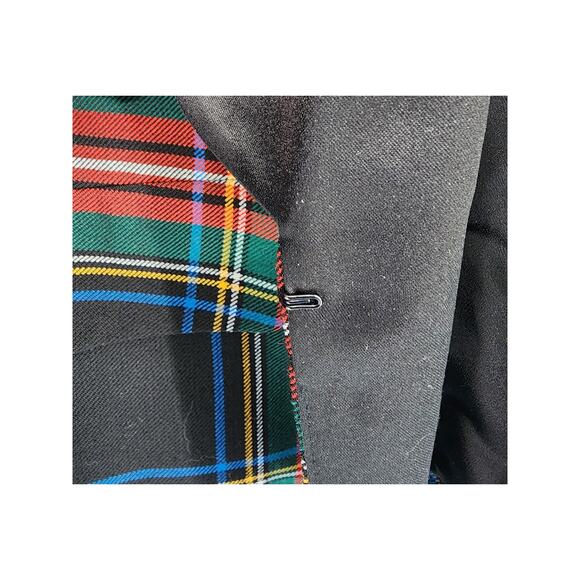 J. Peterman Royal Stewart Tartan Plaid Tuxedo Blazer Women’s Size 12 - Picture 5 of 10